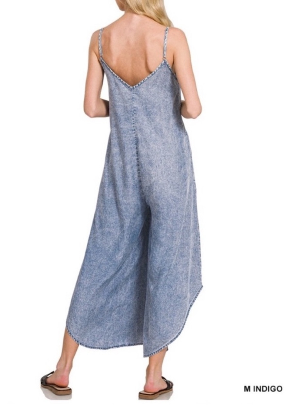 Zenana Denim Blue Jumpsuit Dress NWOT - Picture 2 of 3